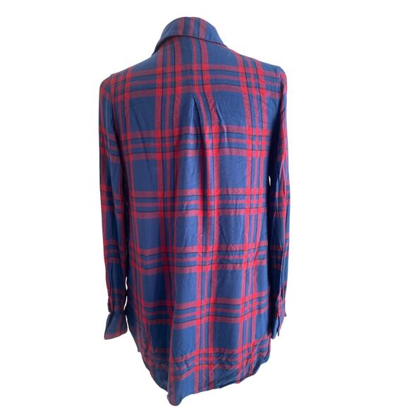 ISABEL MATERNITY Plaid Button Down Shirt Womens Sz XS Red Navy - Picture 6 of 8